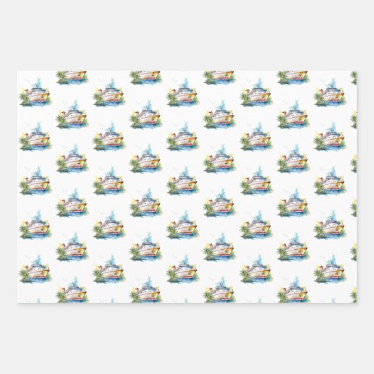 Nautische cruiseschepen, anker en schelpen inpakpapier vel (Voorkant)