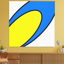Nautische dagen. Vibrant Bold Blue Yellow Curven A Canvas Afdruk