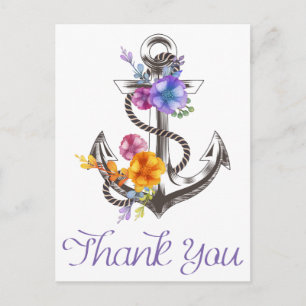 Nautische dank u Boat Anchor Floral Briefkaart