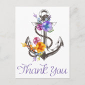 Nautische dank u Boat Anchor Floral Briefkaart (Voorkant)