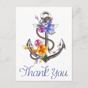 Nautische dank u Boat Anchor Floral Briefkaart