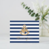 Nautische dank u Briefkaart-Navy & Gold Briefkaart (Staand voorkant)