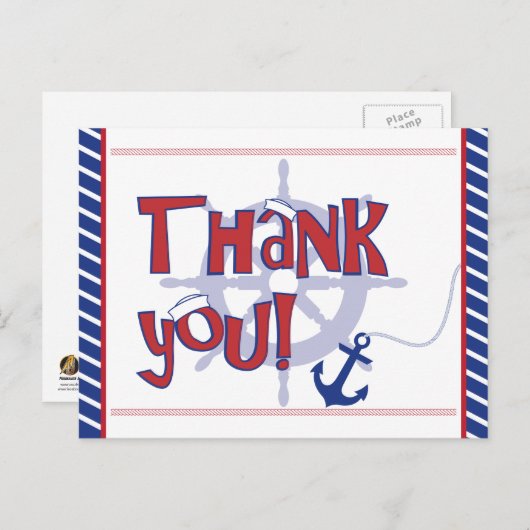 Nautische dank u briefkaarten (Voorkant / Achterkant)