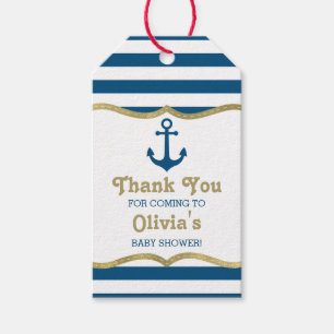 nautische dank u Label, anker, faux Folie Cadeaulabel