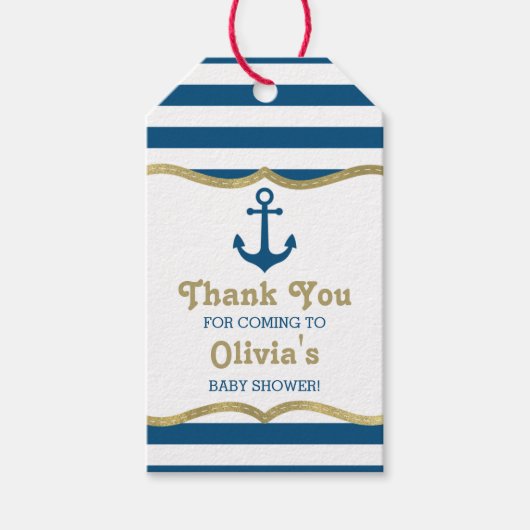 nautische dank u Label, anker, faux Folie Cadeaulabel (Voorkant)