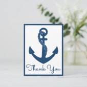 Nautische dank u Navy Anker Wedding Beach Oceaan Briefkaart (Staand voorkant)