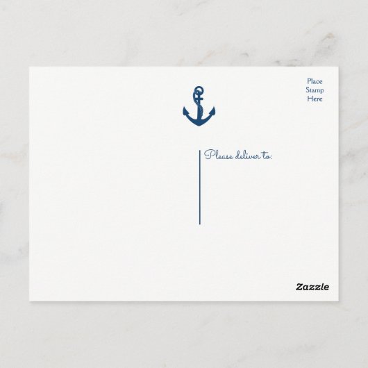 Nautische dank u Navy Anker Wedding Beach Oceaan Briefkaart (Achterkant)