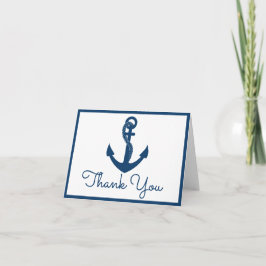 Nautische dank u Navy Blue Anchor Beach Wedding Kaart