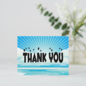 Nautische dank u Ocean Sunrise Blauw & Wit Briefkaart (Staand voorkant)