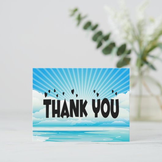 Nautische dank u Ocean Sunrise Blauw & Wit Briefkaart (Staand voorkant)