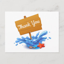 Nautische dank u Ocean Waves Blue Summer Wedding Briefkaart