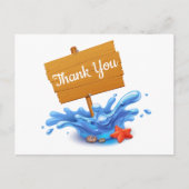 Nautische dank u Ocean Waves Blue Summer Wedding Briefkaart (Voorkant)