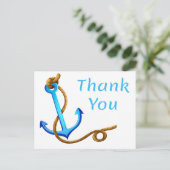 Nautische dank u schip anker blauw turquoise briefkaart (Staand voorkant)