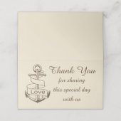 Nautische dank u schip anker bruine bruiloft liefd plaatskaartje (Buitenkant ongevouwen)