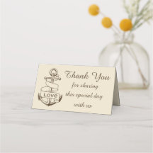 Nautische dank u schip anker bruine bruiloft liefd