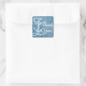 nautische dank u schip anker Waterverf blauw Vierkante Sticker (Tas)
