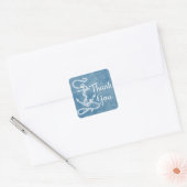 nautische dank u schip anker Waterverf blauw Vierkante Sticker (Envelop)