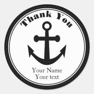 nautische dank u Stickers zwarte anker naam