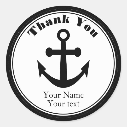 nautische dank u Stickers zwarte anker naam (Voorkant)