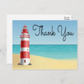 nautische dank u vuurtoren bruiloft strand zomer briefkaart (Voorkant / Achterkant)