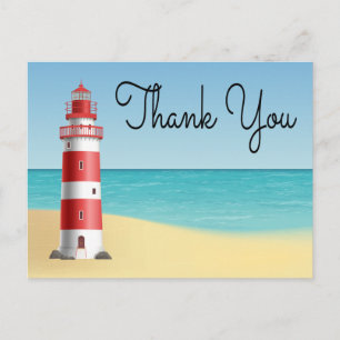 nautische dank u vuurtoren bruiloft strand zomer briefkaart