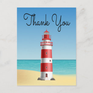 Nautische Dank U Vuurtoren Trouwdag Strand Zomer Briefkaart
