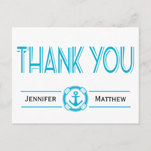 Nautische Dankjewel Turquoise Anker Gepersonalisee Briefkaart