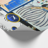 NAUTISCHE DECO BEAUTY MODE BLUE GEM MONOGRAM CADEAUPAPIER (Hoek)