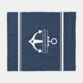 Nautische Decor Boot Anker Marine Wit Gepersonalis Fleece Deken (Voorkant (Horizontaal))