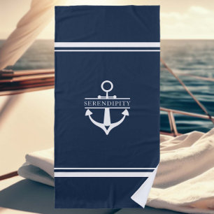 Nautische Decor Boot Anker Marine Wit Gepersonalis Strandlaken