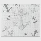 Nautische decoupage zwart-wit inpakpapier (Vlak)