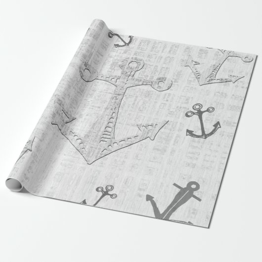 Nautische decoupage zwart-wit inpakpapier (Uitgerold)