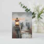 Nautische Dock en Lantaarn Waterverf Art Briefkaart (Staand voorkant)
