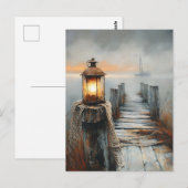 Nautische Dock en Lantaarn Waterverf Art Briefkaart (Voorkant / Achterkant)