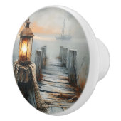 Nautische Dock en Lantaarn Waterverf Art Keramische Knop (Rechts)