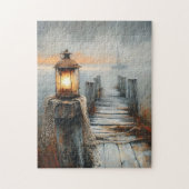 Nautische Dock en Lantaarn Waterverf Art Legpuzzel (Verticaal)