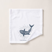 Nautische Dolfijn gepersonaliseerde familienaam Bad Handdoek (Wasdoekje)