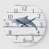 Nautische Dolfijn Schip Strand Rustiek Decor Grote Klok (Voorkant)