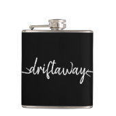 nautische DRIFT AWAY-scriptletters Heupfles (Voorkant)