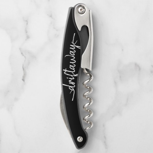 nautische DRIFT AWAY-scriptletters Kurkentrekker (Achterkant)