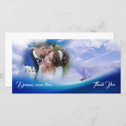 Nautische dromen Dankbaarheid Deep Blue Zee Weddin Bedankkaart (Voorkant / Achterkant)