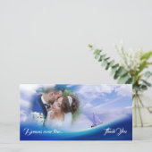 Nautische dromen Dankbaarheid Deep Blue Zee Weddin Bedankkaart (Staand voorkant)