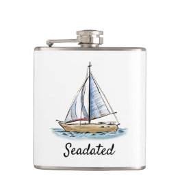 Nautische eengramige kolf met zweefboot heupfles