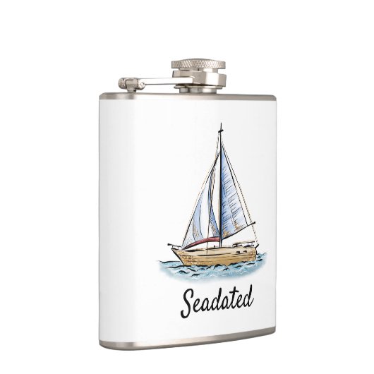 Nautische eengramige kolf met zweefboot heupfles (Rechts)