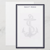 Nautische eenvoud DK Blauw / Wit Gepersonaliseerd Briefpapier (Voorkant / Achterkant)