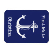 Nautische eerste stuurman wit anker gepersonalisee magneet (Horizontaal)