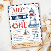 Nautische eerste verjaardagsfeestuitnodiging kaart