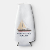 Nautische familie boottocht strandfeest gepersonal flesjeskoeler (Voorkant)