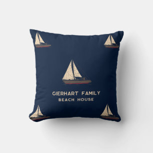 Nautische Familie Zeilboot Strandhuis Custom Kussen