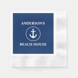 Nautische familienaam Beach House Navy Blue C Servet